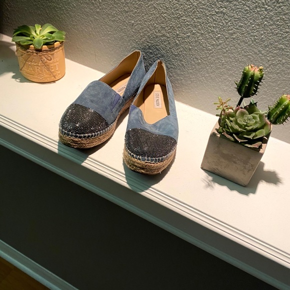 Steve Madden Breanna Slip-on Espadrille Flats Blue Suede US 7.5 - Picture 3 of 3